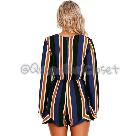 Blue Stripe Ruffle Outing Romper